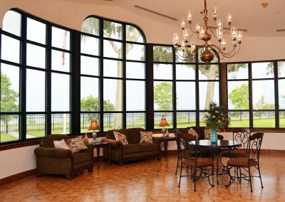 Buckeye Hall common area with views of the St. Johns River