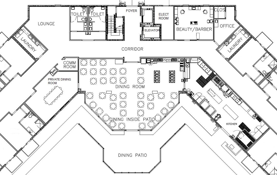 floor plan of Centennial Hall common area