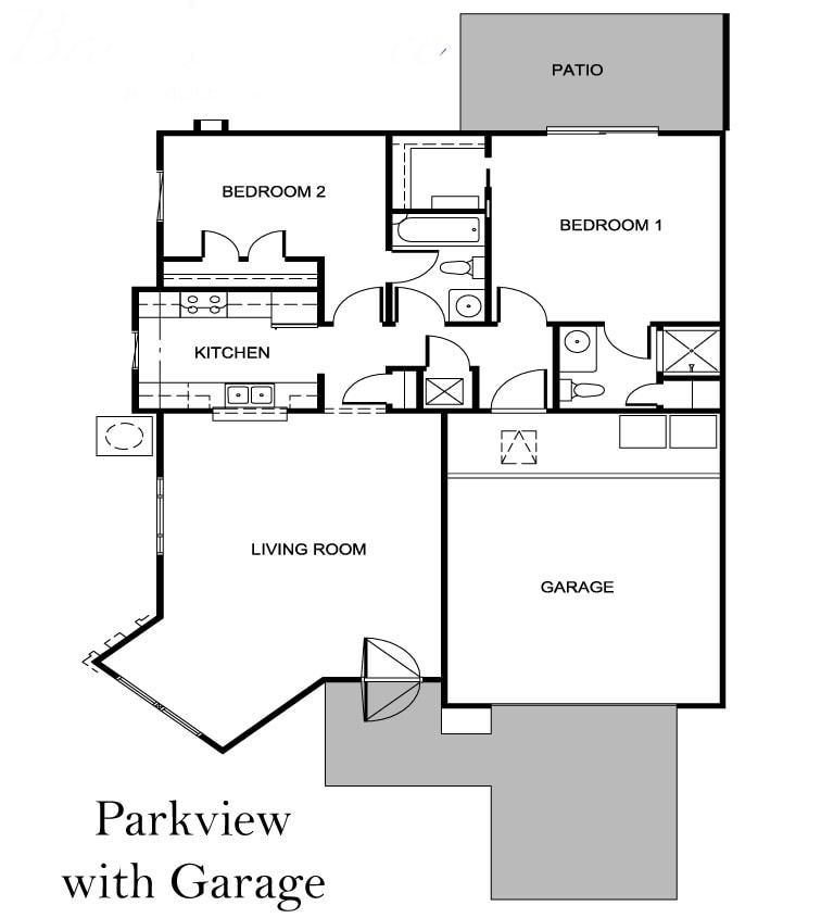 Parkview Villa floor plan with garage