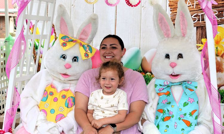 mom & child with Easter bunnies